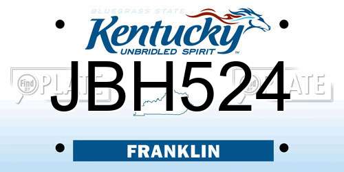 JBH524 Kentucky License Plate