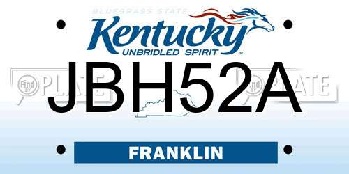JBH52A Kentucky License Plate