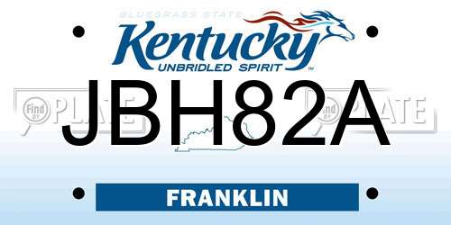 JBH82A Kentucky License Plate
