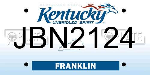 JBN2124 Kentucky License Plate