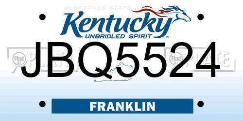 JBQ5524 Kentucky License Plate