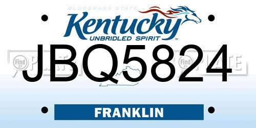 JBQ5824 Kentucky License Plate