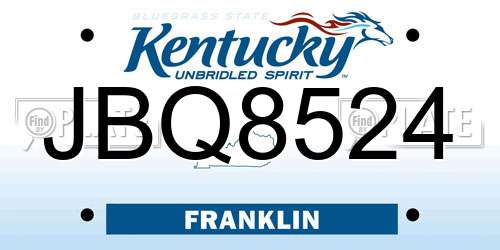 JBQ8524 Kentucky License Plate