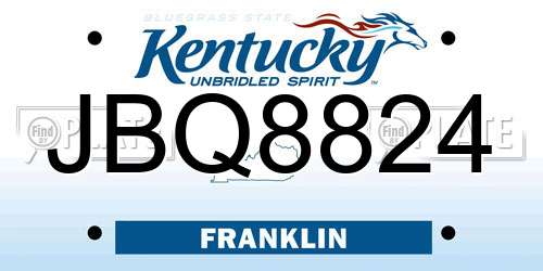 JBQ8824 Kentucky License Plate