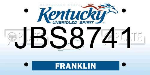 JBS8741 Kentucky License Plate