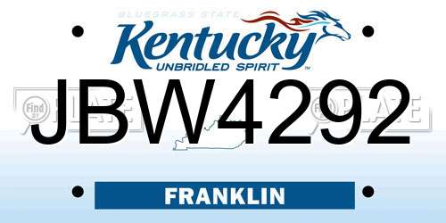 JBW4292 Kentucky License Plate