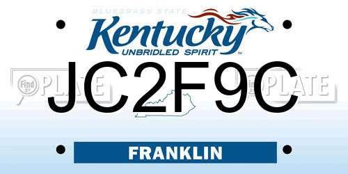 JC2F9C Kentucky License Plate