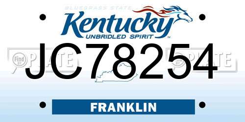 JC78254 Kentucky License Plate