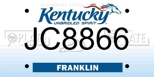 JC8866 Kentucky License Plate