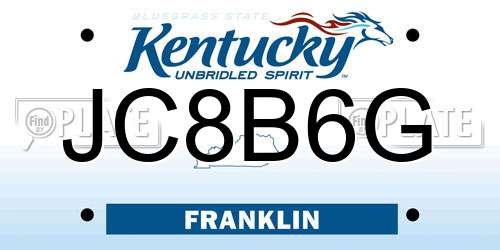 JC8B6G Kentucky License Plate