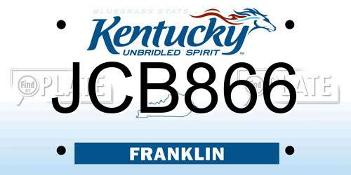 JCB866 Kentucky License Plate