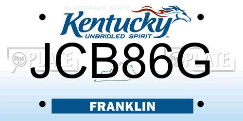 JCB86G Kentucky License Plate