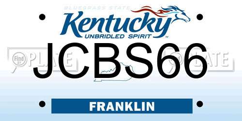 JCBS66 Kentucky License Plate