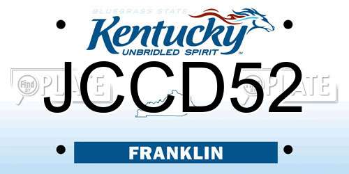 JCCD52 Kentucky License Plate