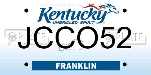 JCCO52 Kentucky License Plate