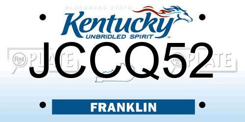 JCCQ52 Kentucky License Plate
