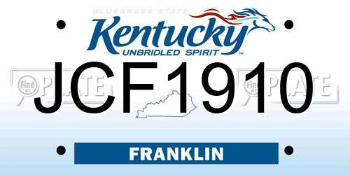 JCF1910 Kentucky License Plate