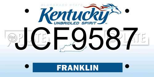 JCF9587 Kentucky License Plate
