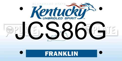 JCS86G Kentucky License Plate