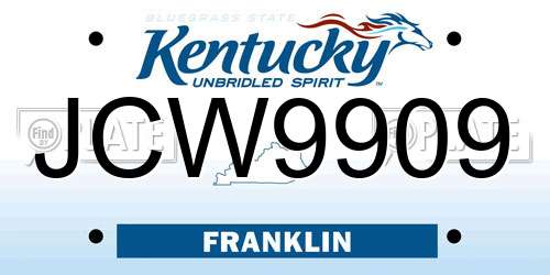 JCW9909 Kentucky License Plate