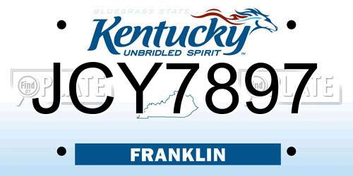 JCY7897 Kentucky License Plate
