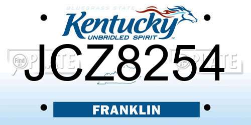 JCZ8254 Kentucky License Plate