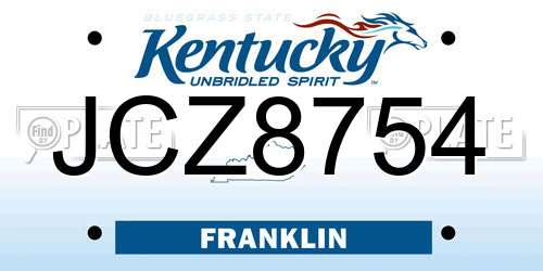 JCZ8754 Kentucky License Plate