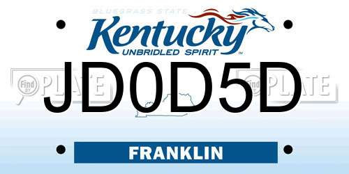 JD0D5D Kentucky License Plate