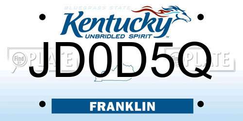 JD0D5Q Kentucky License Plate