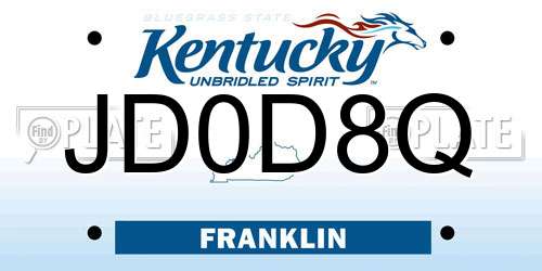 JD0D8Q Kentucky License Plate