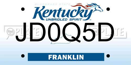 JD0Q5D Kentucky License Plate