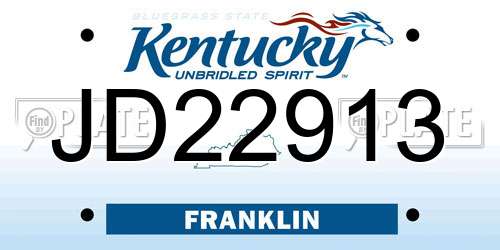 JD22913 Kentucky License Plate