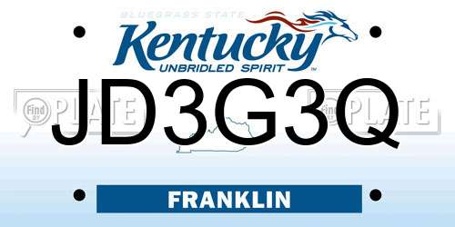 JD3G3Q Kentucky License Plate