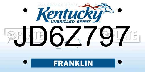 JD6Z797 Kentucky License Plate