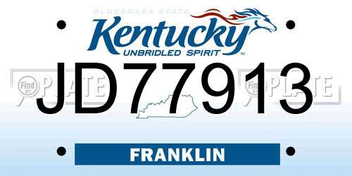 JD77913 Kentucky License Plate
