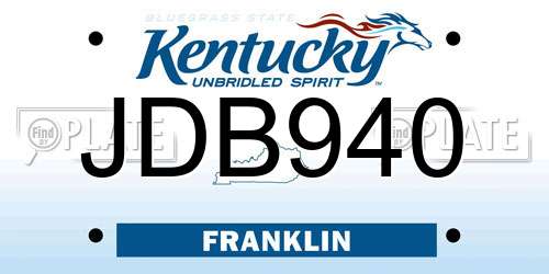 JDB940 Kentucky License Plate