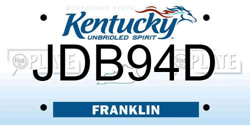 JDB94D Kentucky License Plate