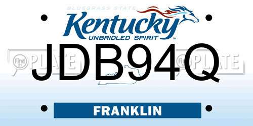 JDB94Q Kentucky License Plate