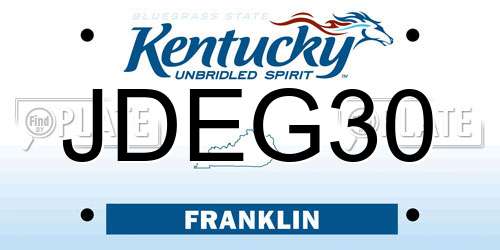 JDEG30 Kentucky License Plate