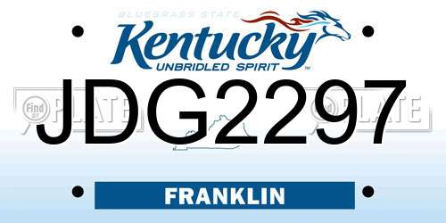 JDG2297 Kentucky License Plate