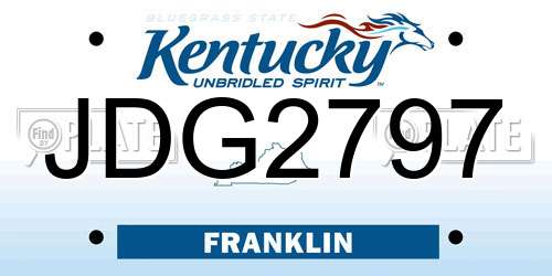 JDG2797 Kentucky License Plate