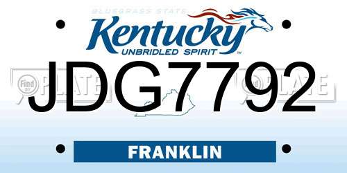 JDG7792 Kentucky License Plate