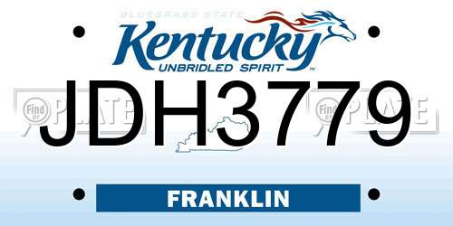 JDH3779 Kentucky License Plate