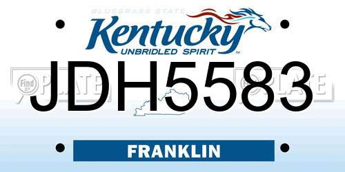 JDH5583 Kentucky License Plate