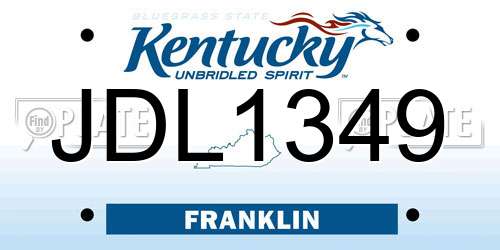 JDL1349 Kentucky License Plate