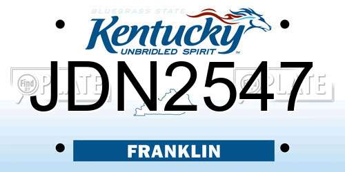 JDN2547 Kentucky License Plate