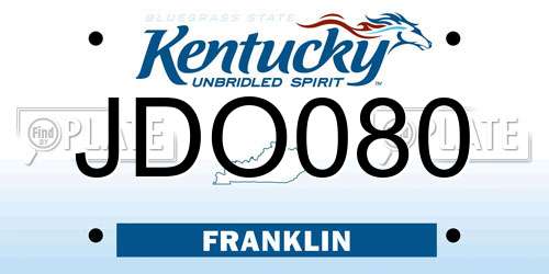 JDO080 Kentucky License Plate