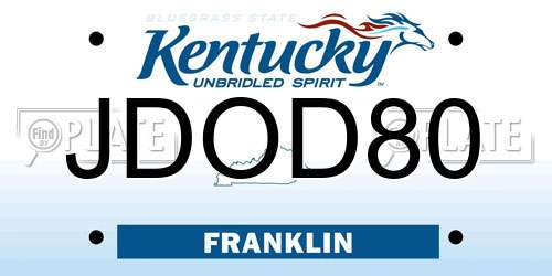 JDOD80 Kentucky License Plate