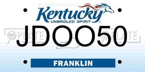 JDOO50 Kentucky License Plate
