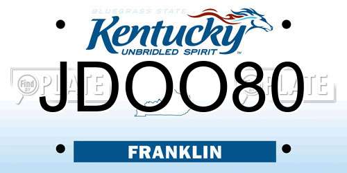 JDOO80 Kentucky License Plate